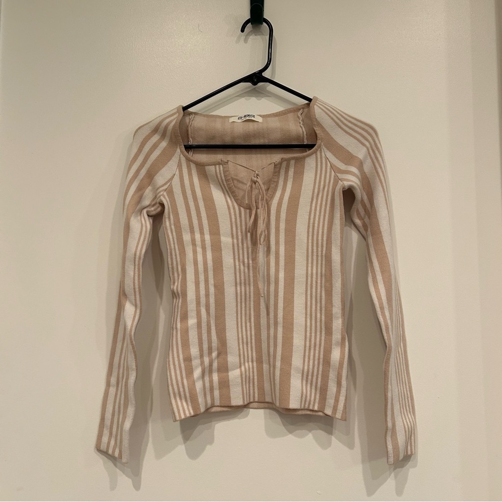 4th + Reckless Kisha Stripe Cross Neck Sweater and Stripe Knit Pants